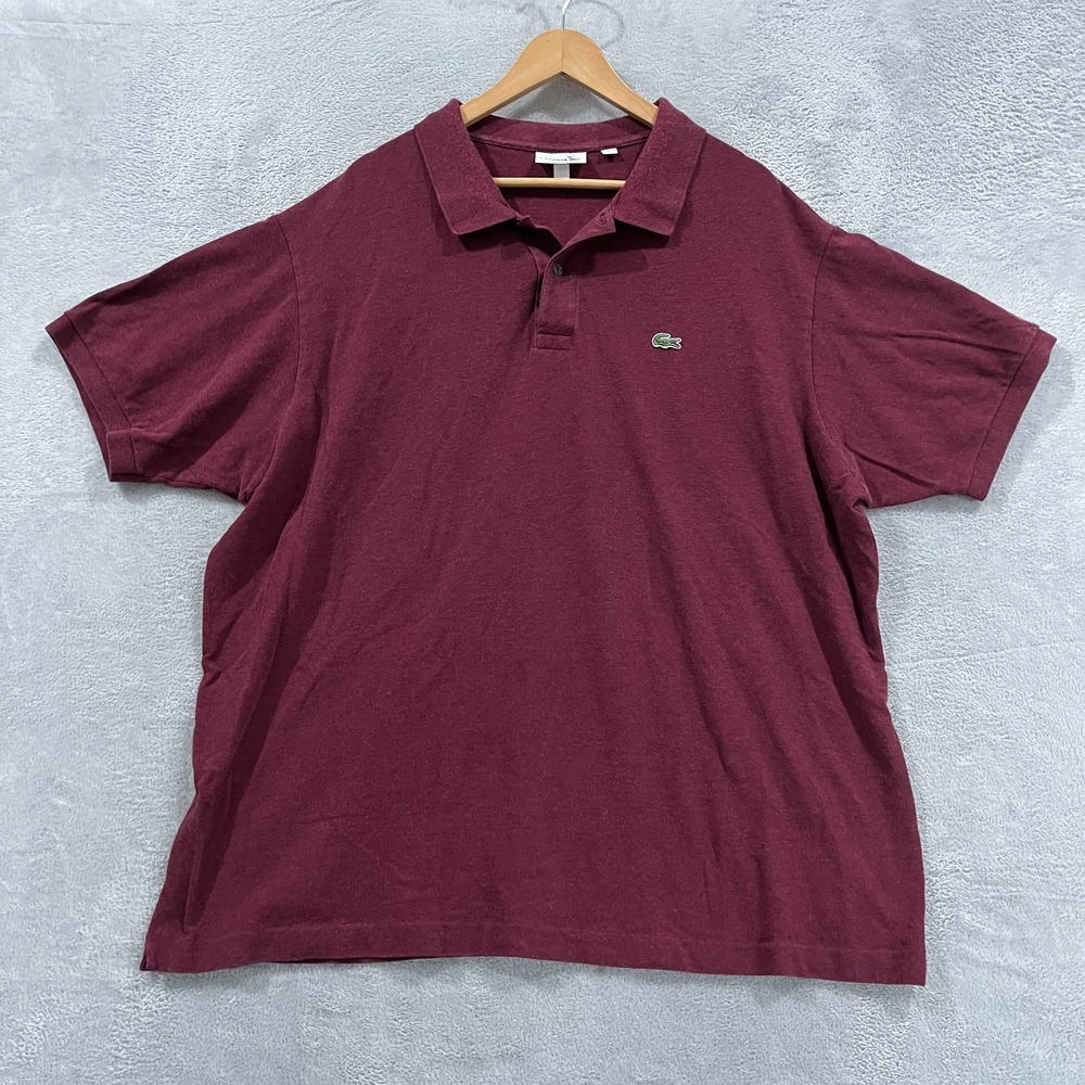 Lacoste Men's Burgundy Polo Shirt Short Sleeve Collared Size 3XLB Preppy